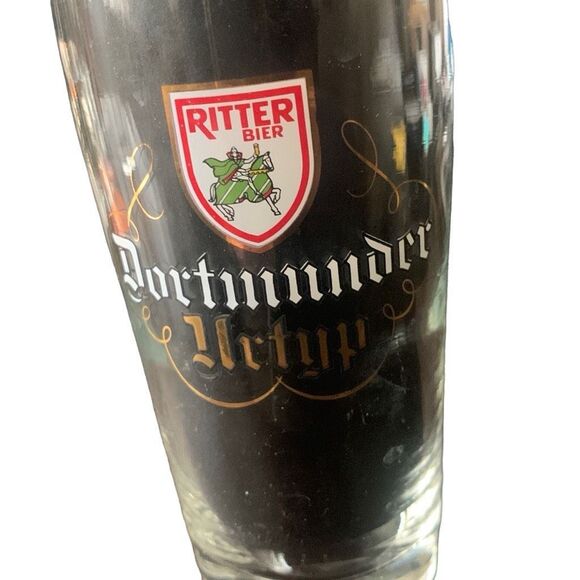 Vintage Riter Bier Beer Dortmunder .25 Liter Gold Rim Glass West Germany Rare - Picture 10 of 11